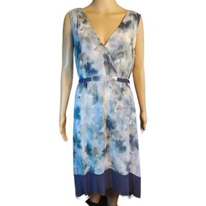 Simply Vera Dress Empire Printed Midi Blue Gray Womens Size Large